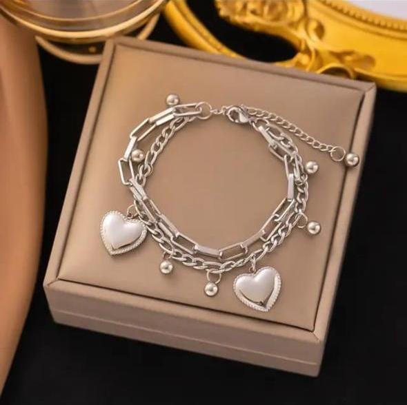 Silver Heart Charm Bracelet