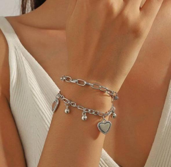 Silver Heart Charm Bracelet - View 3