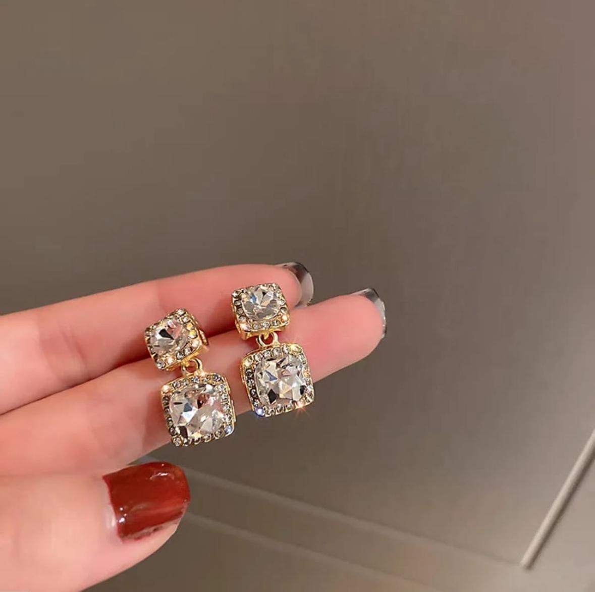 Crystal Square Earrings