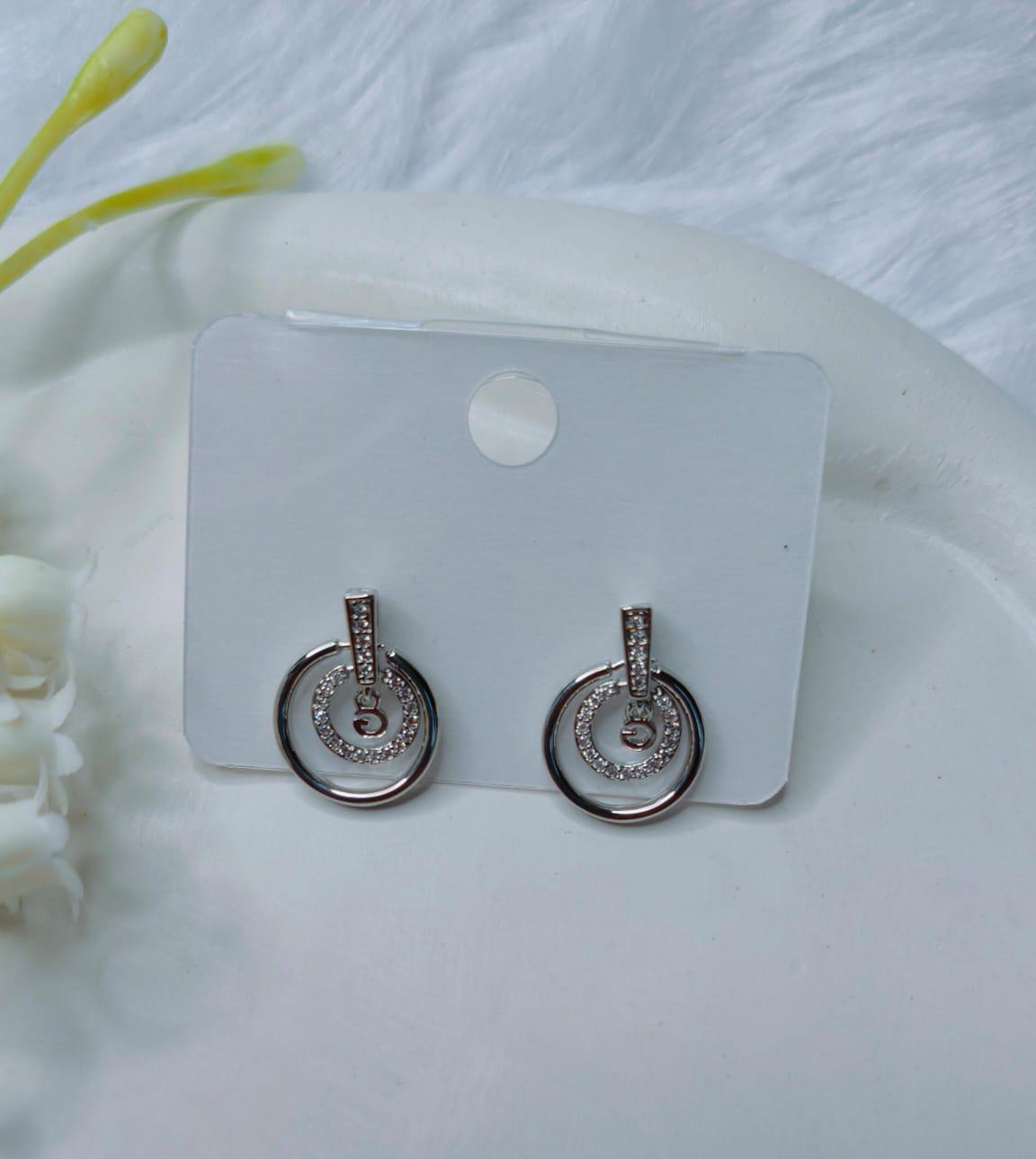 Double Ring Silver Earrings
