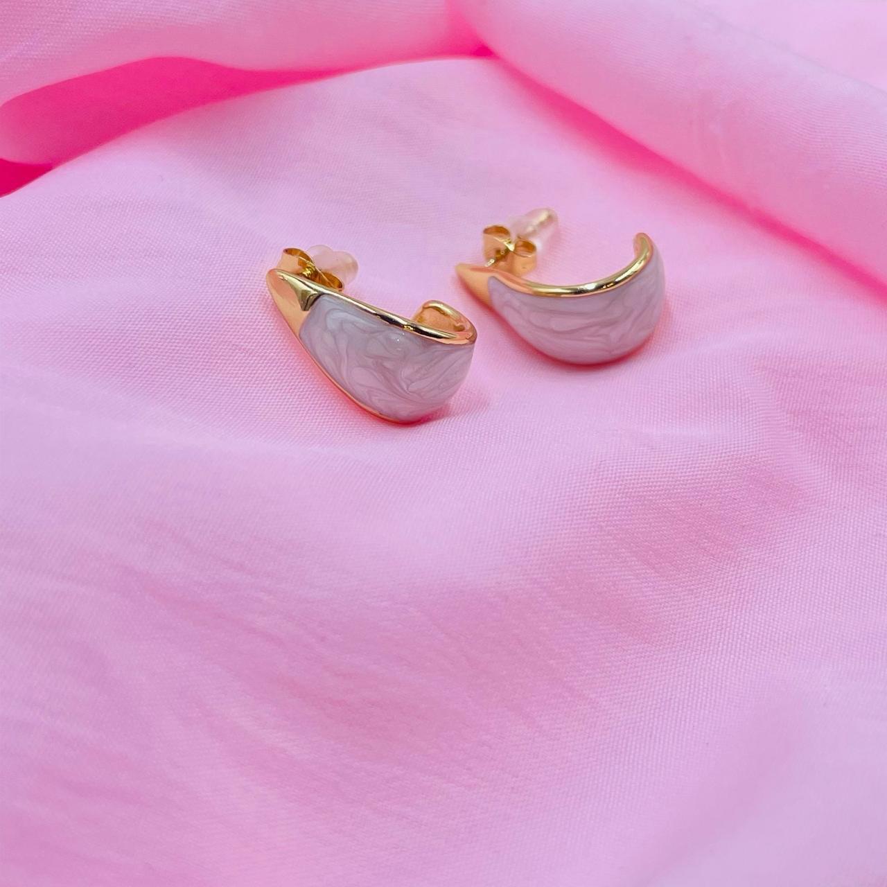 Marble Rose Teardrop Hoops