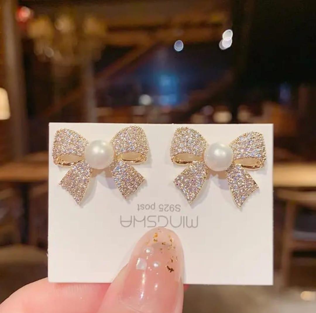 Pearl Bow Earrings
