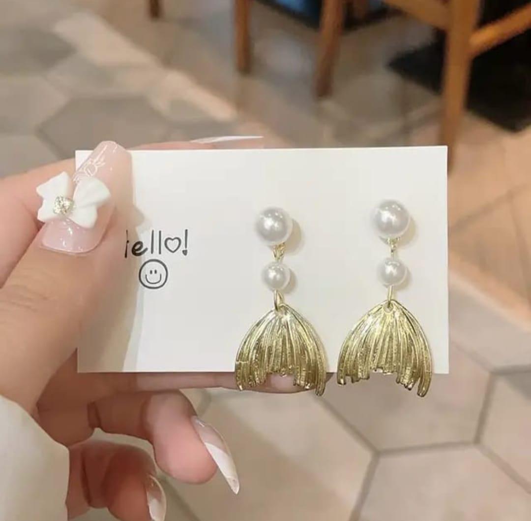 Pearl Fishtail Earrings - View 3