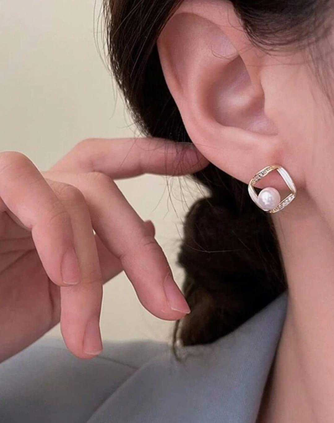 Pearl Stoned Studs - View 2