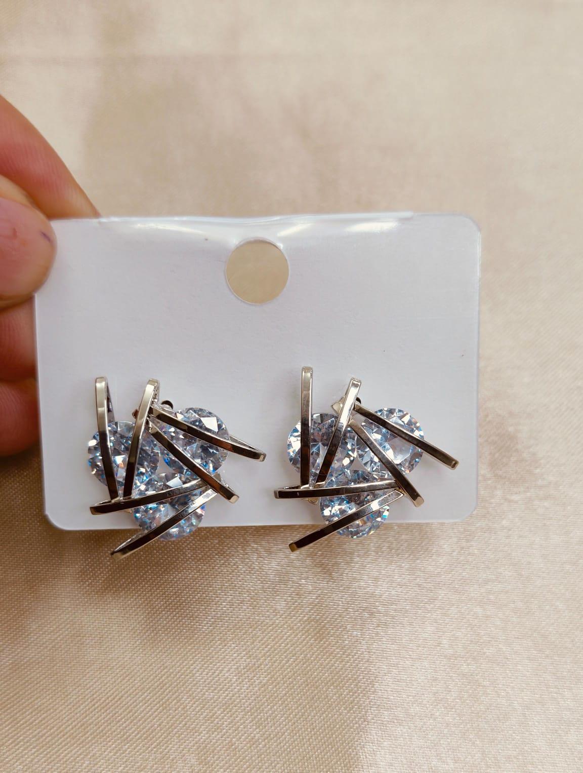 Silver Cross Heart Earrings