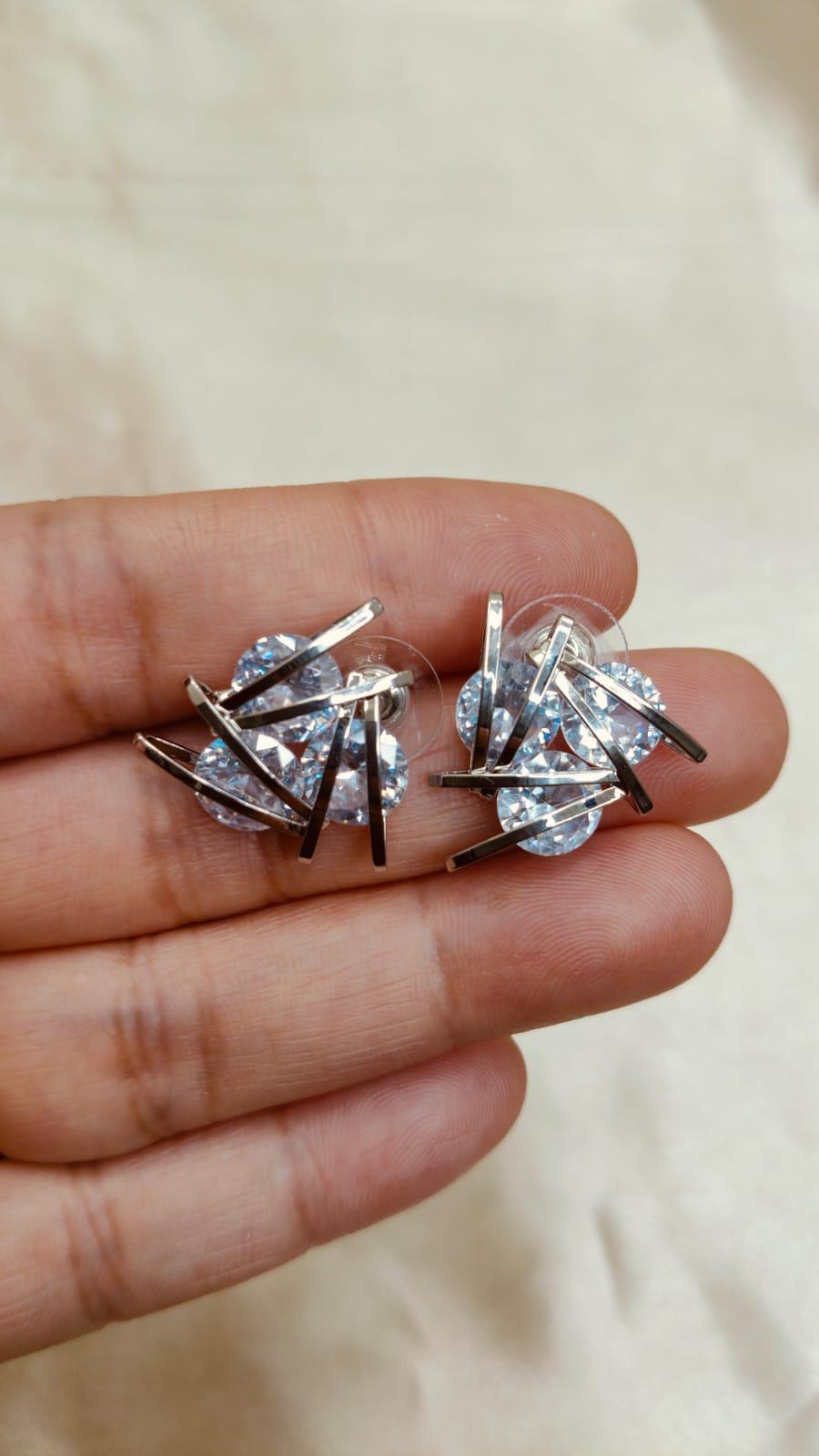 Silver Cross Heart Earrings - View 2