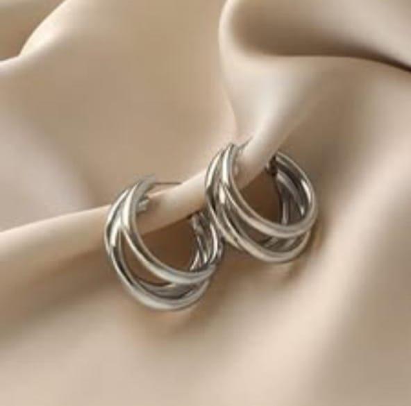 Silver Trio Hoops