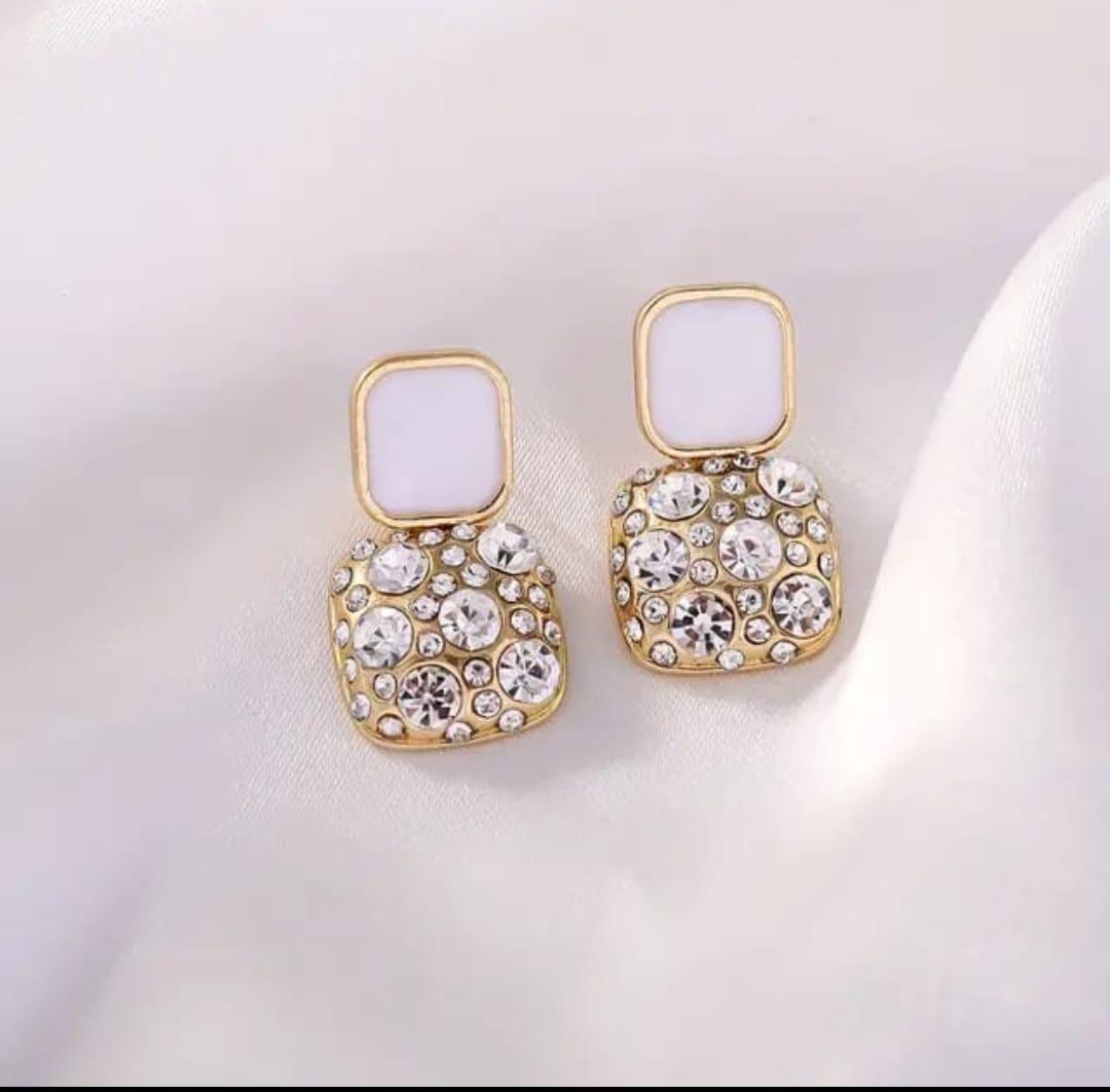 Stone Studded Korean Earrings - View 2