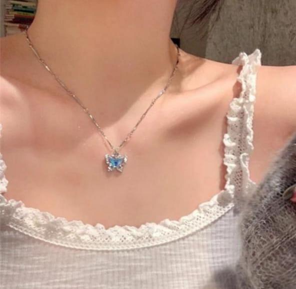 Cutesy Blue Butterfly Pendant - View 2