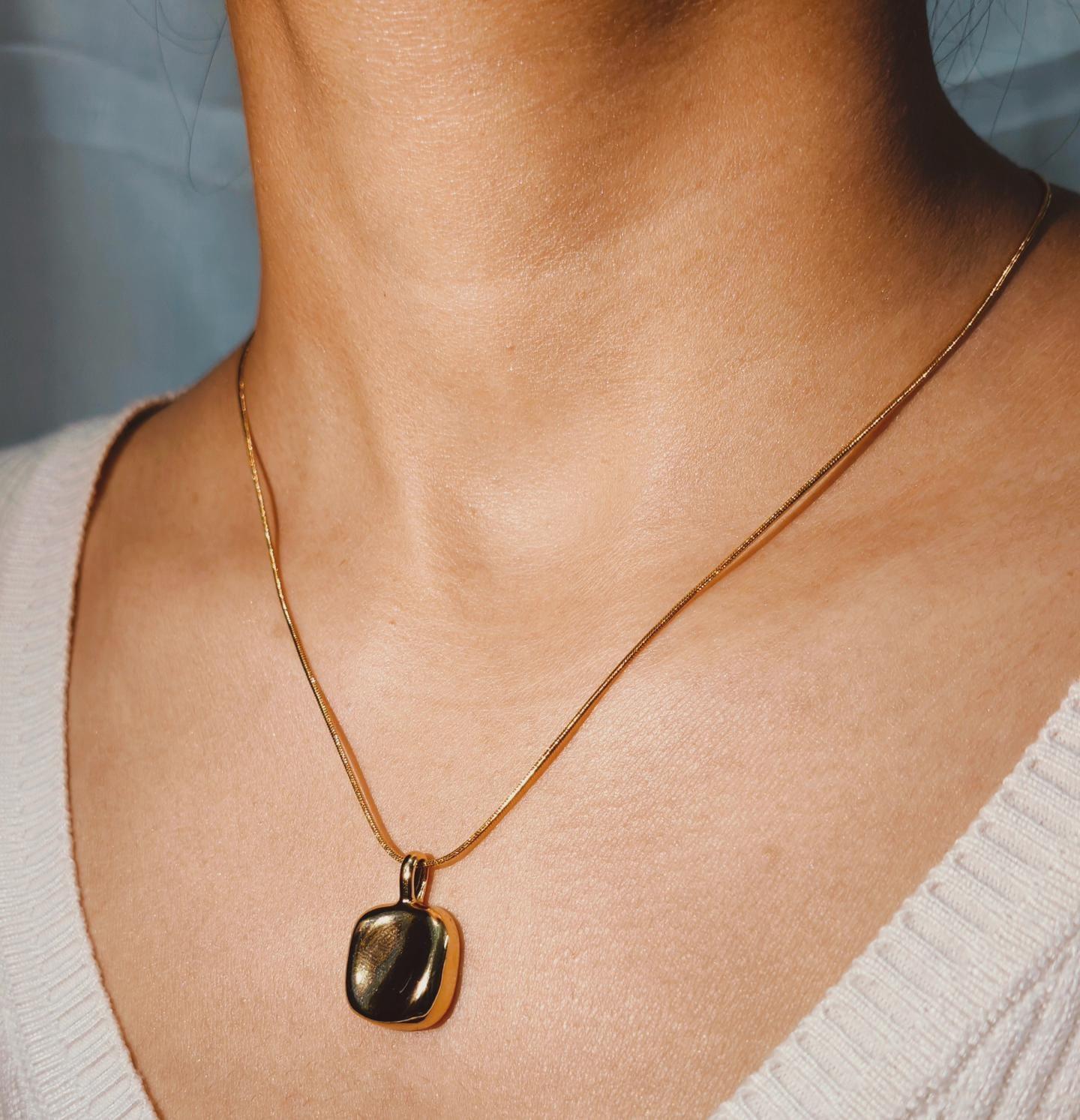 Square Charm Gold Pendant - View 2