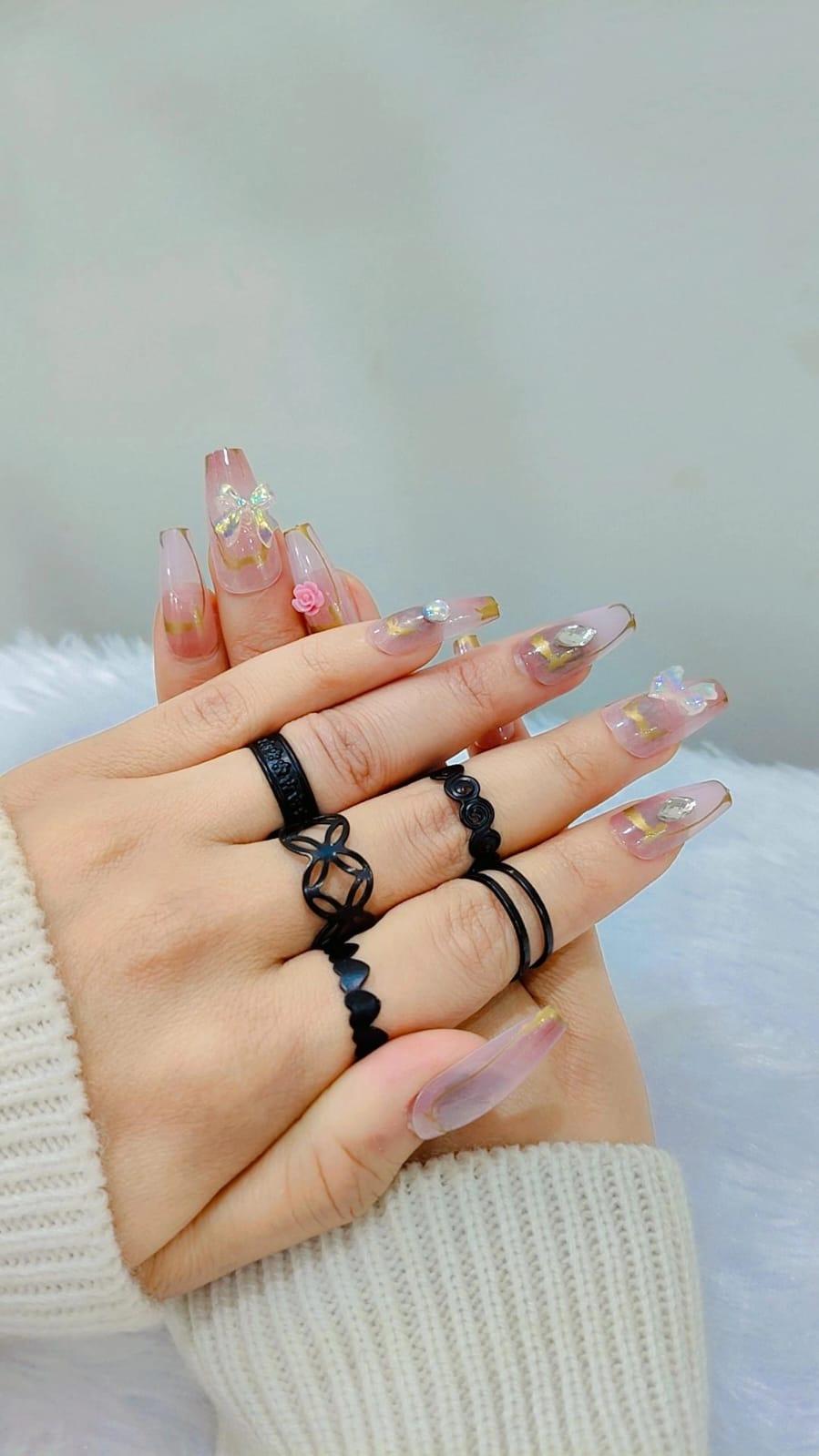 Black Charm Set of 6 Rings - View 4