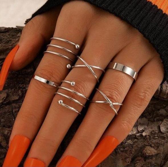 Silver Set of 4 Rings - View 3