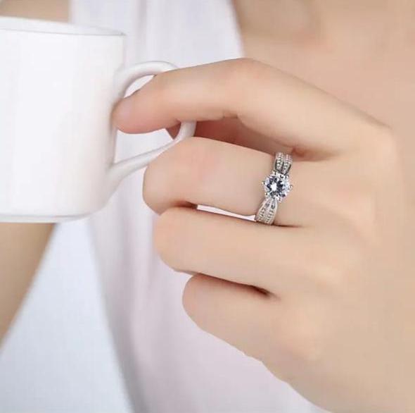 Silver Solitaire Ring - View 3