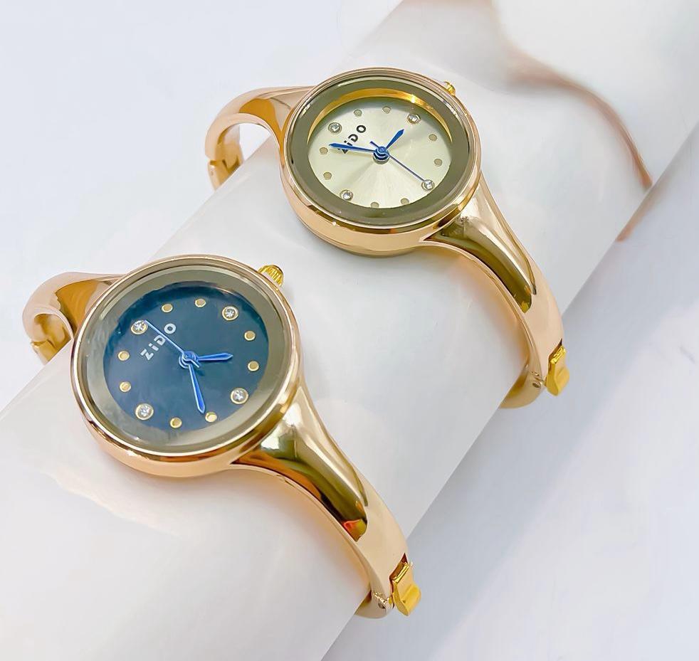Luna Round Gold Watch Kada