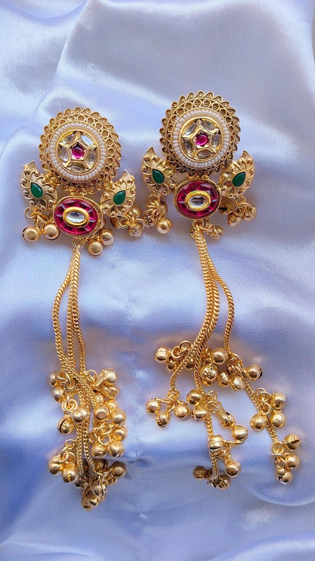 Kashmiri Luxe Jhumka (Red Stone)